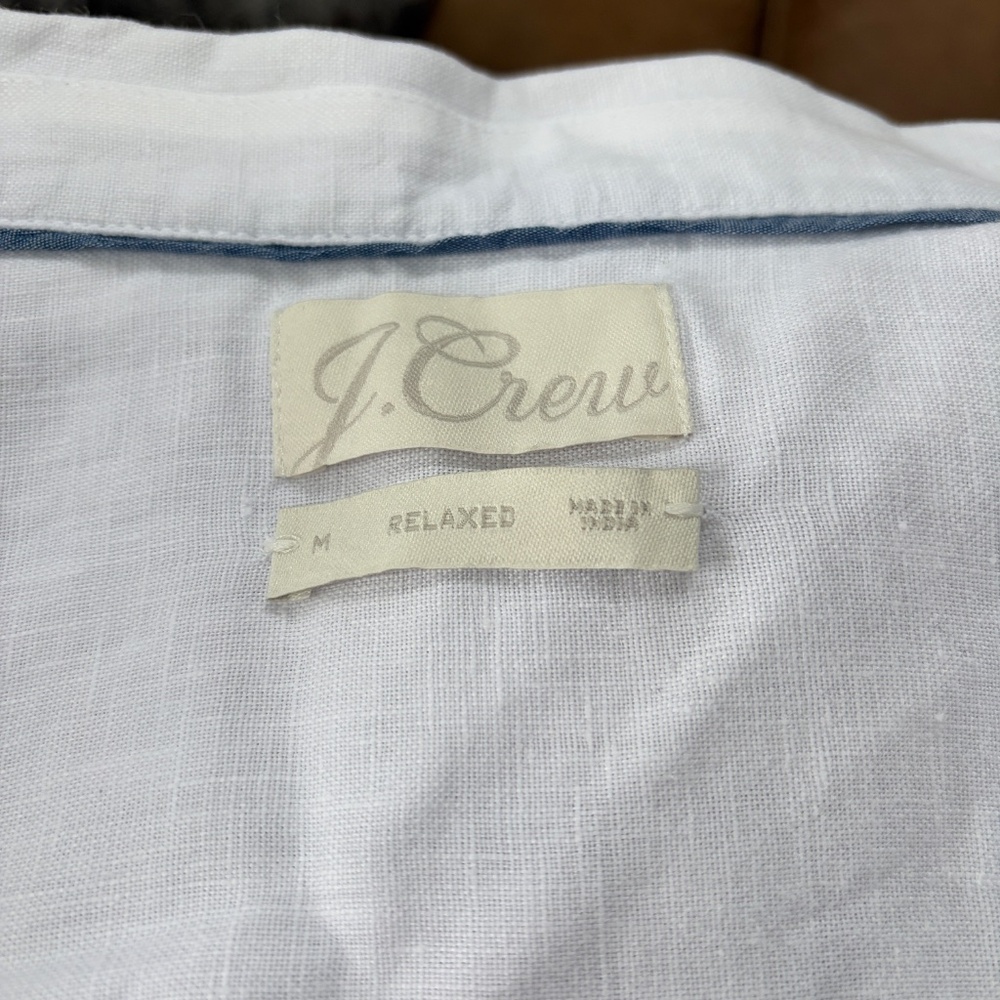 J.Crew Relaxed Linen Button-Up Shirt – White – Size Medium - Picture 7 of 9